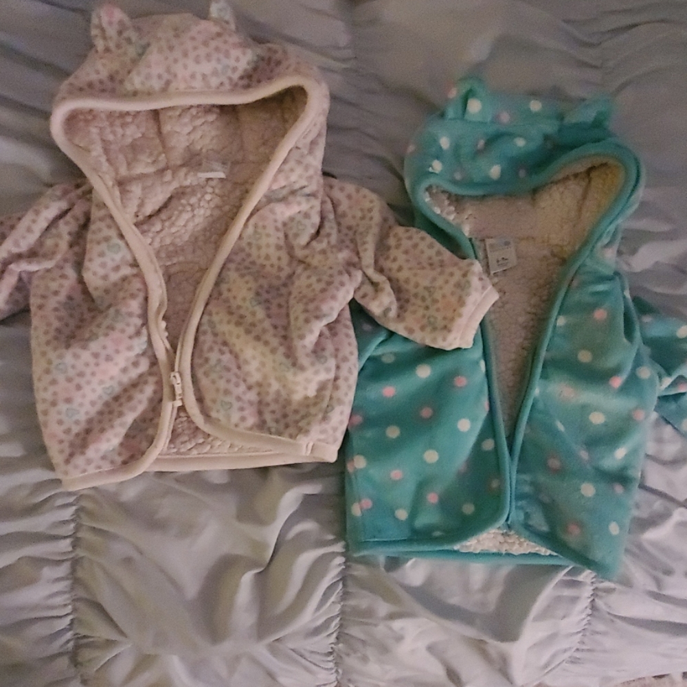 2 fleece zip ups with fur inside